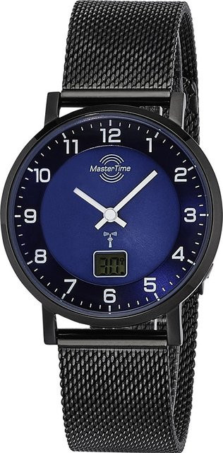 Master Time Armbanduhr Funk Advanced, Analog-Digital, Quarz, Edelstahl, 36 mm, Blau, Damen - Bild 1