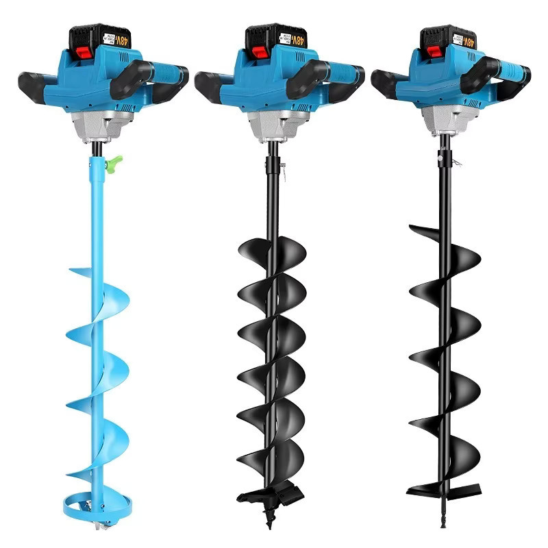 Kabelloser Lithium-Elektro-Erdbohrer 1200W in Blau mit wiederaufladbarem Akku für Bodenbohrungen mit Bohrdurchmesser 10/12/15/20 cm - Bild 5