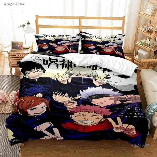 Jujutsu Kaisen Bettwäscheset mit Cartoon Anime Motiv von Lodestar, bestehend aus Bettbezug und Kissenbezug, Mehrfarbig, B/H: 200 x 200 cm - Bild 1