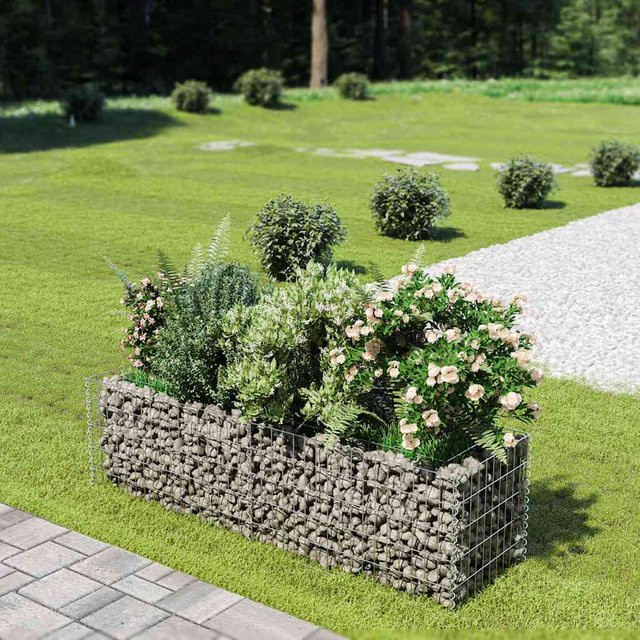vidaXL Gabionen-Hochbeet aus verzinktem Stahl in Silber, B/T/H: 180 x 50 x 50 cm - Bild 2