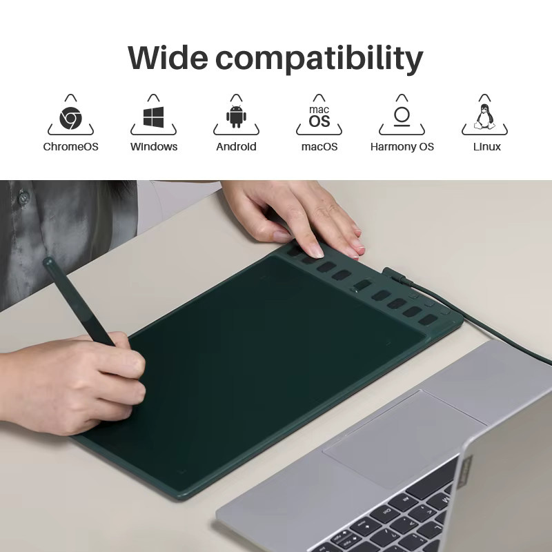 Huion Inspiroy 2 M Grafiktablett H951P in Grün mit PenTech 3.0 und 3 Gruppentasten - Bild 6