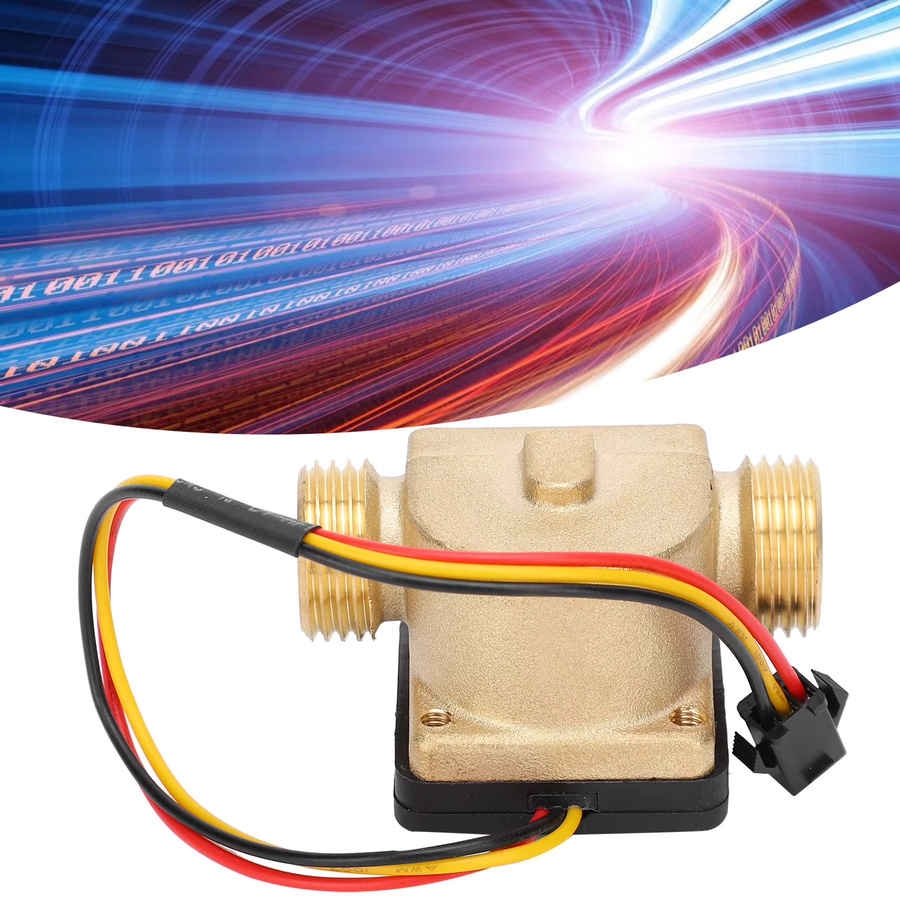 WALFRONT Messing-Durchflussmesser mit Hall-Sensor für Wasser, G1/2 Zoll, Farbe: Gold, 3-24V - Bild 2