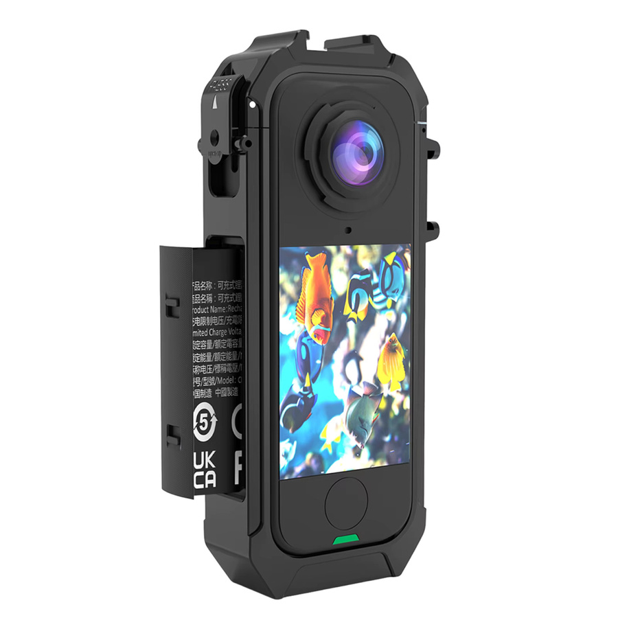 MOJOYCE PC-Schutzrahmen für Insta360 X4 Air Actionkamera mit magnetischem Schnellverschluss, 1/4-Zoll-Gewinde und Cold-Shoe-Halterung in Schwarz - Bild 3