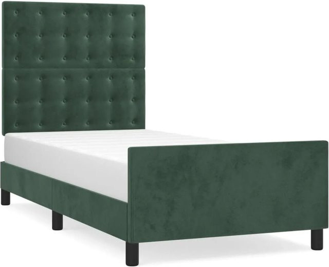 vidaXL Bettgestell aus Samt in Dunkelgrün, B/T/H: 100 x 200 x 103 cm - Bild 1