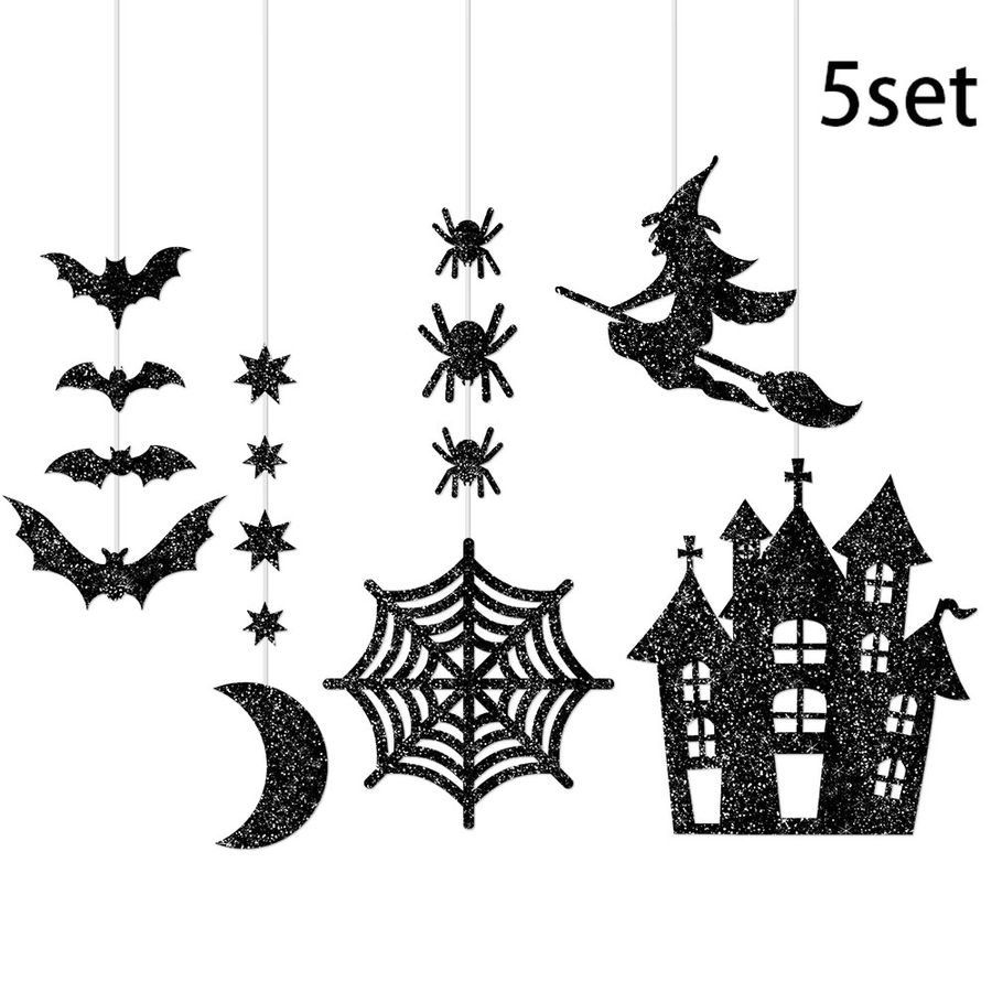 Meidding Halloween-Papieranhänger mit schwarzer Hexe und Spinne zur Dekoration - Bild 5