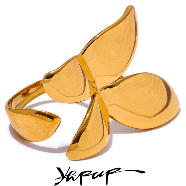 Yhpup Schmetterlingsring Edelstahl, Gold, Unisex - Bild 1