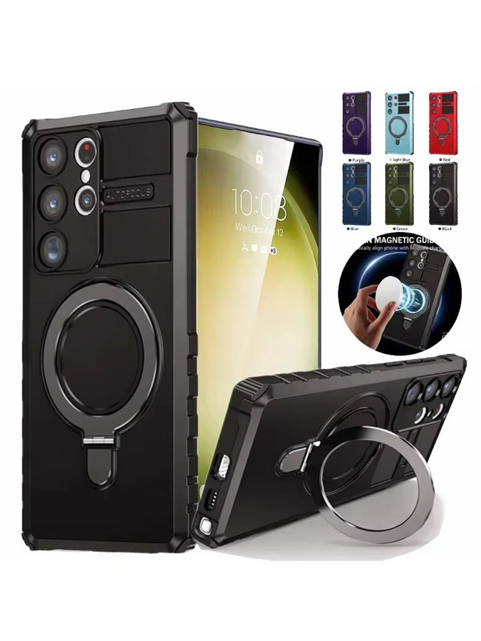 OLPAY Armor Ring Stand Magnetische Handyhülle für Samsung Galaxy S25 S24 Ultra S23 FE S22 Plus S25 Ultra, stoßfest, Farben: Schwarz, Lila - Bild 6