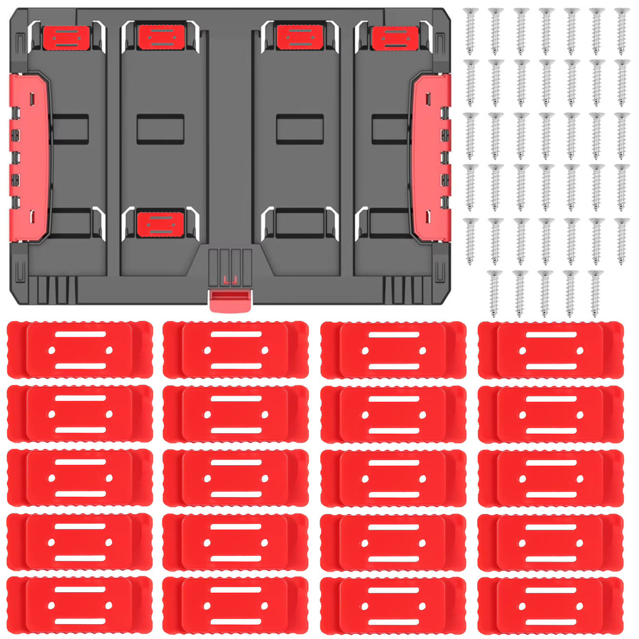 20 Stück Montagefüße für Milwaukee Packout System, rote ABS Halterungsfüße als Montagesystem-Adapter für Werkzeugkästen und Werkstattorganisation - Bild 7