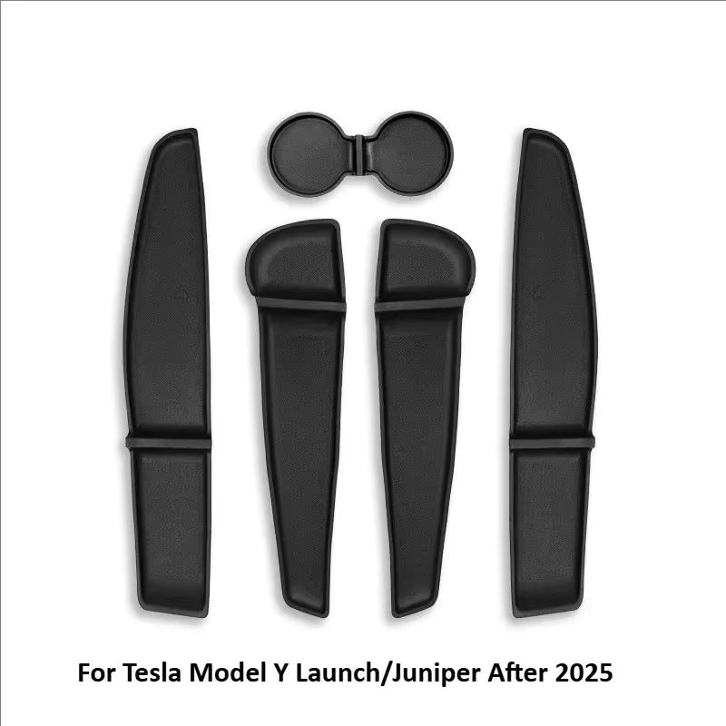 Beworth TPE Aufbewahrungsmatte für Tesla Model Y Juniper 2025 2026, Set aus Türablage und Getränkehalter-Matte für die Mittelkonsole, Schwarz - Bild 4