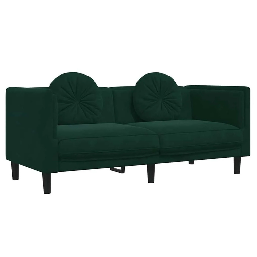 vidaXL 2-Sitzer Sofa aus Samt mit Kissen in Dunkelgrün, Modernes Design für dein Wohnzimmer, B/T/H: 173,5 x 77,0 x 70,0 cm - Bild 2