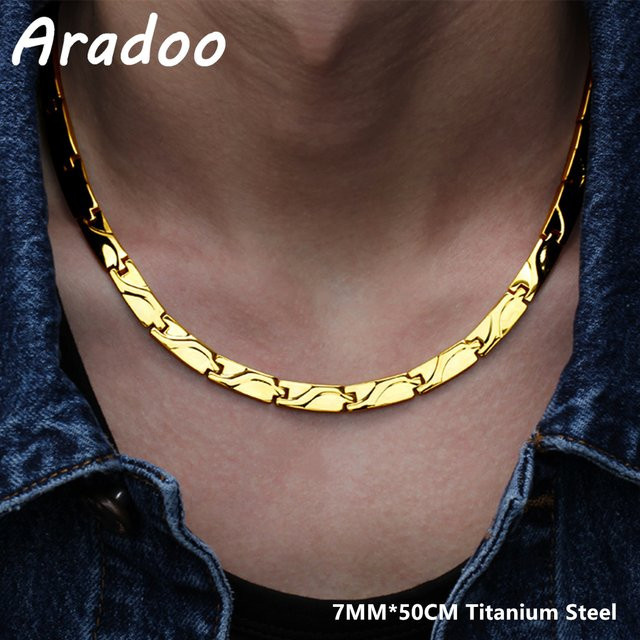 Aradoo Halskette Edelstahl, Gold, Herren - Bild 1
