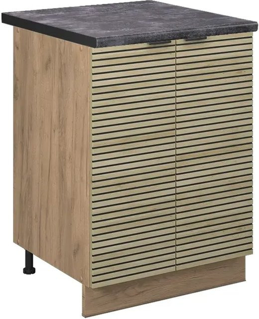 Vicco Küchenunterschrank Fame-Line in Eiche mit Arbeitsplatte in Anthrazit, Breite: 60 cm, Höhe: 82 cm, Tiefe: 60 cm - Bild 2
