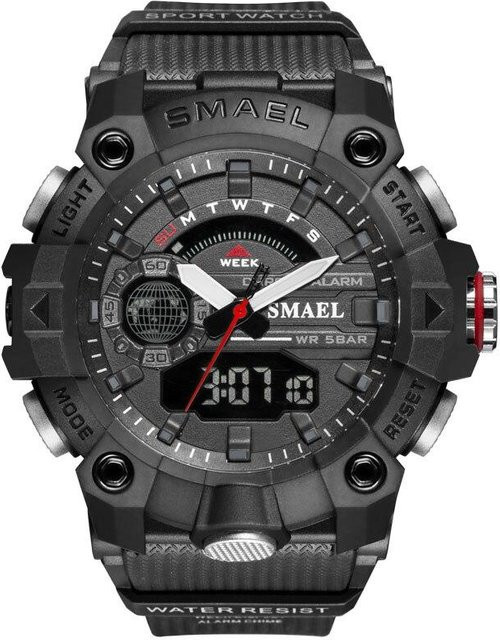 SMAEL Digitaluhr, Quarz, Kunststoff, Schwarz, Herren - Bild 1