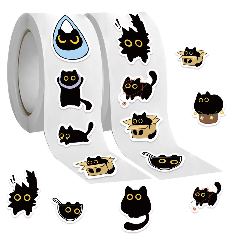 YourLife Store Washi-Tape mit schwarzer Katze für Journal und Dekoration, 500 Stück pro Rolle - Bild 4