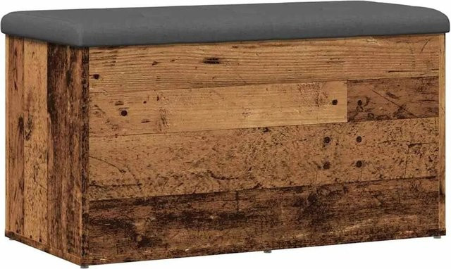 vidaXL Sitzbank mit Stauraum in Altholz-Optik, Farbe Grau/Braun, B/T/H: 82 x 42 x 45 cm - Bild 1