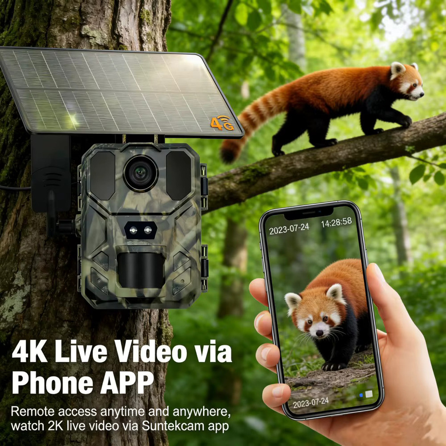 Suntekcam 4G Solar Wildkamera mit integrierter SIM-Karte, 30MP 2K Auflösung, Nachtsicht und Smartphone-App, 120 Grad Erfassungswinkel mit Bewegungserkennung - Bild 3