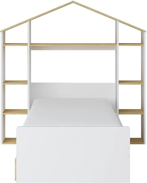 Jeraco Hausbett aus Massivholz in Weiß für Kinder, B/T/H: 90 x 190/200 x 194,5 cm - Bild 1