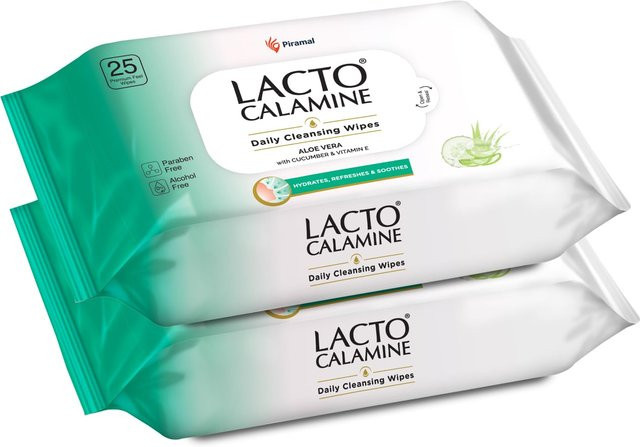 Lacto Calamine Gesichtsfeuchttücher Aloe Vera, 2 x 25 Stück, Unisex - Bild 1