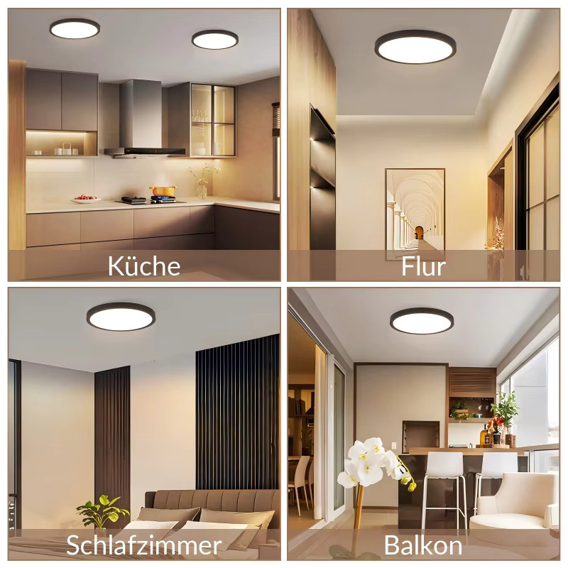 NETTLIFE LED-Deckenleuchte Schwarz, 18W, rund, Durchmesser: 23 cm, Höhe: 2,4 cm, IP44 wasserdicht - Bild 3