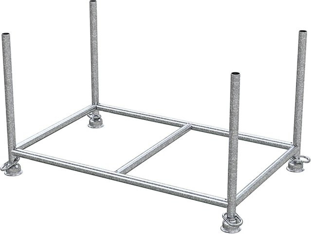 Schake Stapelpalette aus Stahl in Silber, B/T/H: 143 x 87 x 70 cm - Bild 1