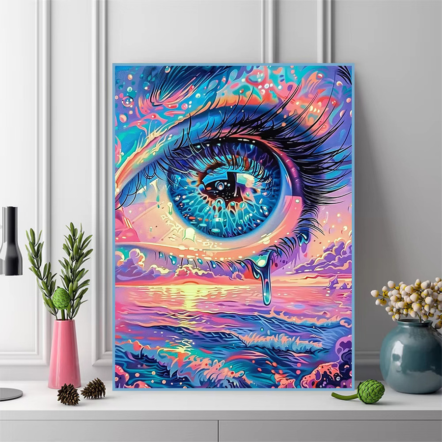 EverShine Diamant-Stickerei Porträtgemälde Auge Meeresbild in Multicolour, Vollquadratische Stickerei als handgefertigtes Geschenk, B/H: 30 x 30 cm - Bild 3