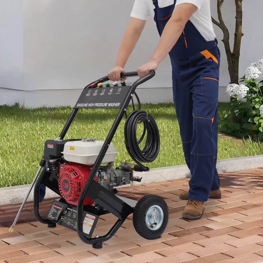 Bymaocar Benzin-Hochdruckreiniger mit 7 PS, 2200 PSI und 2,3 GPM, tragbares Reinigungsgerät inklusive 5 Sprühdüsen und 8 m Hochdruckschlauch - Bild 4