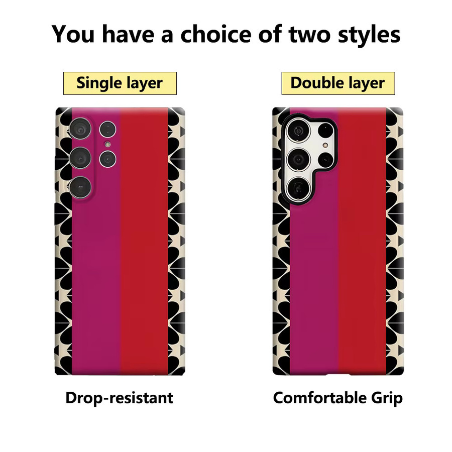 Samsung Handyhülle mit geometrischem Herz-Streifenmuster in Multicolour für Galaxy S25 Ultra, S24 und S23 Ultra Plus mit glänzender doppellagiger Rückseite - Bild 2
