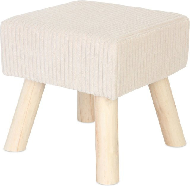 Gepolsterter Relaxdays Hocker aus Cord in Beige, B/T/H: 30 x 30 x 30 cm - Bild 1