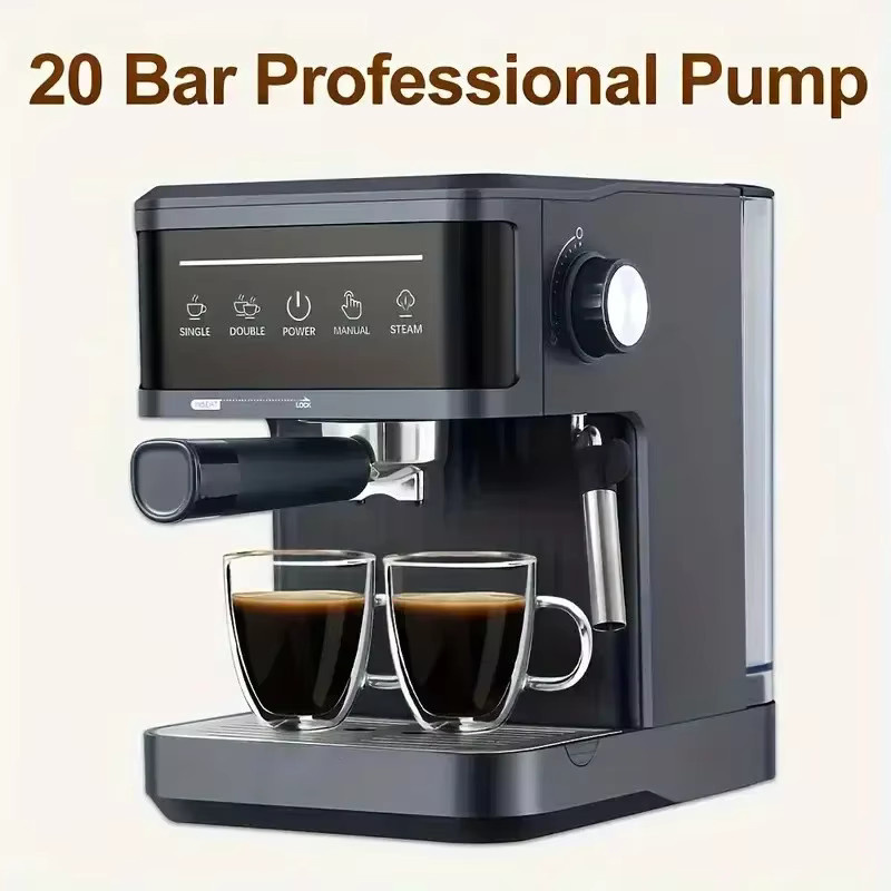 BALASHOV Elektrische Espressomaschine mit 20 Bar, Halbautomatische Kaffeemaschine mit Milchaufschäumer in Weiß - Bild 3