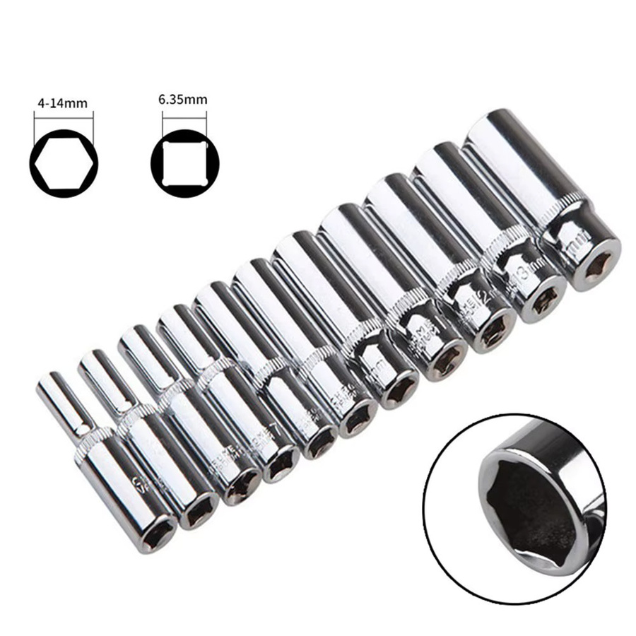 Vibratite 1/4 Zoll Hex Buchse Adapter Set für Ratsche und Schlagschrauber, Silber, Länge: 25 mm oder 50 mm - Bild 2