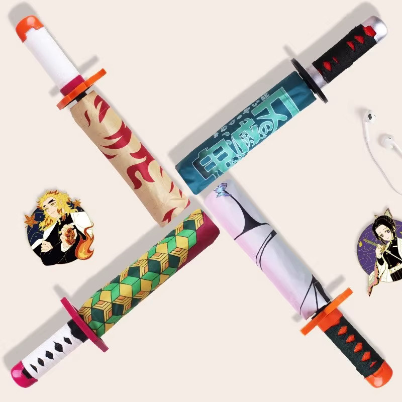 Bandai Rengoku Kyoujurou Katana Regenschirm, Schwarzer Sonnenschirm, UV-Schutz - Bild 3