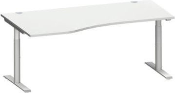 Schäfer Shop Genius Freiformschreibtisch MODENA FLEX mit elektrischem Motor, Ansatz links, Farbe: lichtgrau, Breite: 180 cm - Bild 1