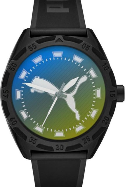 PUMA Armbanduhr, Quarz, Silikonarmband, 48 mm, Herren, Schwarz - Bild 1