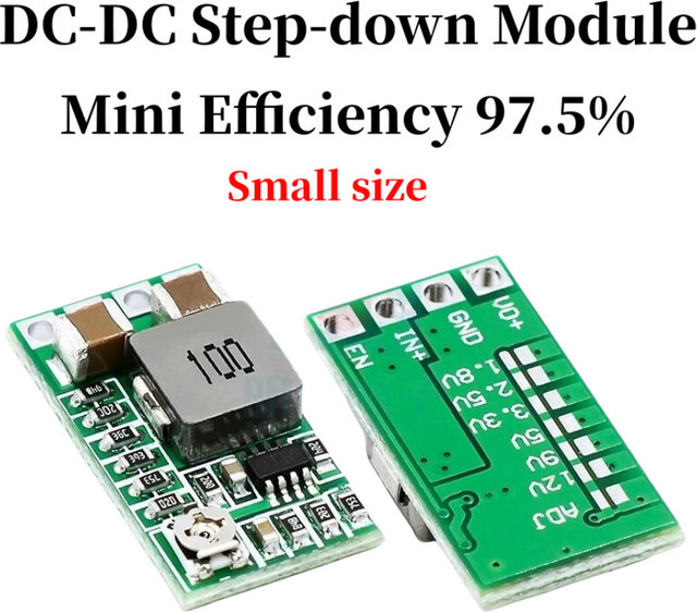 Mini DC-DC Step-Down-Spannungswandler 12-24V zu 5V 3A Einstellbares Stromversorgungsmodul in Grün - Bild 1