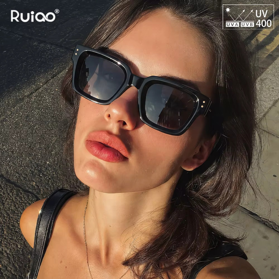 Ruiao Sonnenbrille, Eckige Form, Vollrand, Schwarz, Herren, Kunststoff - Bild 3