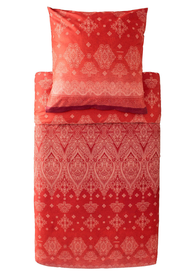 Bassetti Satin Bettwäsche KERALA Mako-Satin mit Bezug und Kissenbezug in Bordeaux Rot - Bild 1