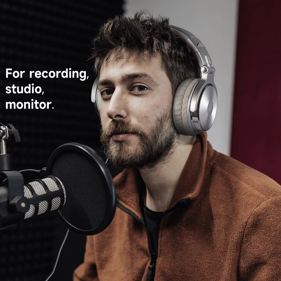 Oneodio Pro 10 Over-Ear Kopfhörer in Blau und Silber mit Mikrofon, hochauflösendes Studio-DJ-Stereo-Headset mit 3,5 mm und 6,35 mm Anschluss - Bild 5