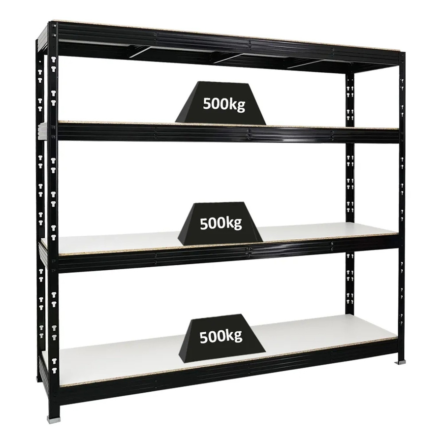 PROREGAL Profi Schwerlastregal Rhino Schwarz mit 4 Melamin-Ebenen B/H/T: 200 x 180 x 60 cm - Bild 2