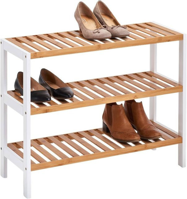 Zeller Schuhregal aus Bambus und MDF in Weiß, B/H/T: 70 x 54 x 26 cm - Bild 1