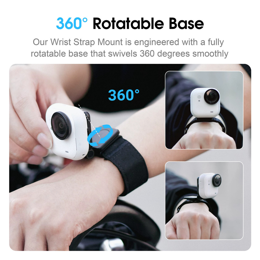Insta360 Handgelenkbandhalterung für Insta360 GO Ultra, 360 Grad drehbare magnetische Handschlaufenhalterung mit verstellbarem Doppelschicht-Klettverschluss in Schwarz - Bild 2
