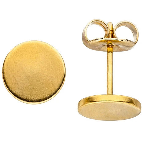 Colfem Ohrstecker Edelstahl, goldfarben beschichtet, 8 mm, Unisex - Bild 1