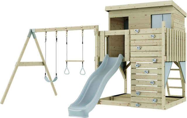 PolarPlay Spielturm Nils mit Trapezstange in Eisblau - Bild 1