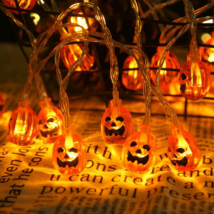 Peach Forest LED Halloween Kürbis Lichterkette in Orange mit warmweißem Licht, wasserdichte dekorative Hängelampe für Indoor und Outdoor - Bild 2