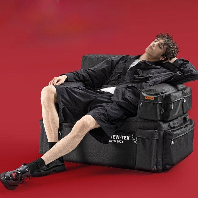 OEING Aufblasbares Outdoor-Sofa in Schwarz, wasserdichtes und verschleißfestes Luftsofa für den Außenbereich und zu Hause - Bild 1