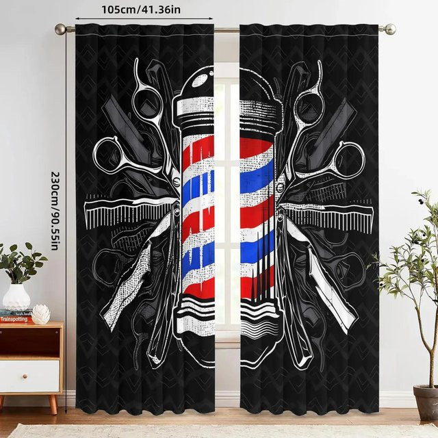 Yiran Furniture Vorhänge mit US-Flaggen-Muster und Streifen, halbtransparent, Mehrfarbig, B: 35 cm, H: 120 cm, 2er-Set - Bild 1