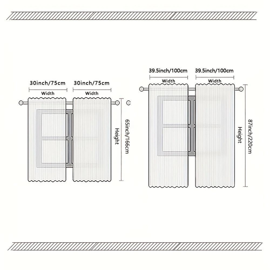 2er-Set halbtransparente Vorhänge mit abstraktem Kunstlinien-Druck von Household supplies MH, moderner Stil, Breite: 200 cm, Höhe: 220 cm - Bild 2