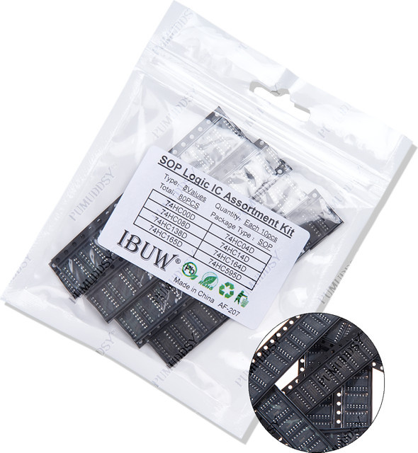 PUMUDDSY SOP Logic IC Sortiment Kit mit 8 Werten, 80 Stück, Schwarz - Bild 1