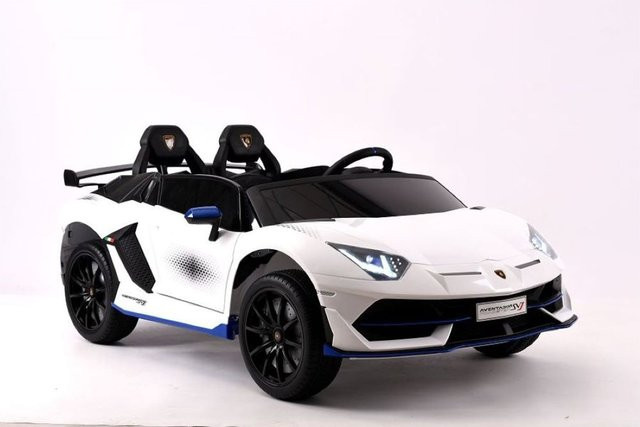 ES-Toys Lamborghini Aventador SVJ Xago Elektroauto weiß mit EVA-Reifen ab 3 Jahren - Bild 1