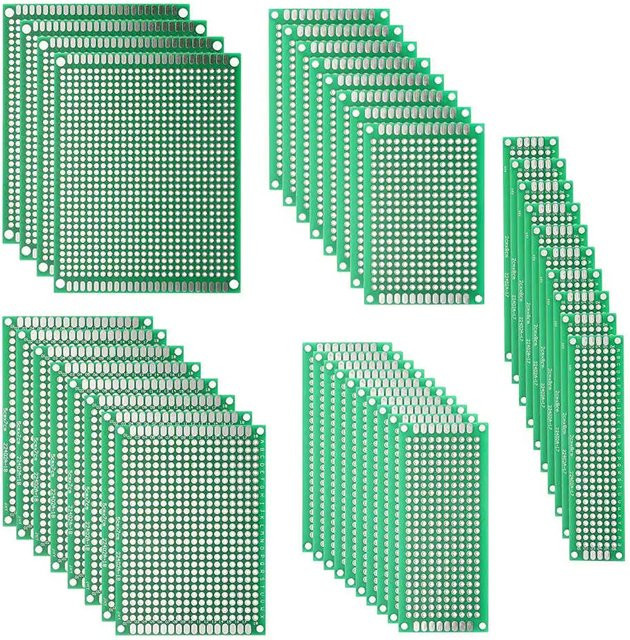AOKIN 40 Stück PCB Prototyping-Leiterplatten-Kit, doppelseitige perforierte Universal-Leiterplatten, grün - Bild 1