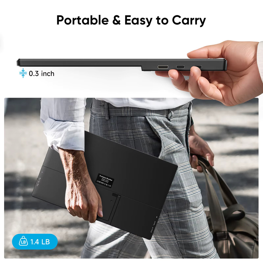 Dopesplay 15,6 Zoll tragbarer Monitor in Schwarz mit Full HD IPS Display für Laptop, PS4, PS5 und Nintendo Switch - Bild 3